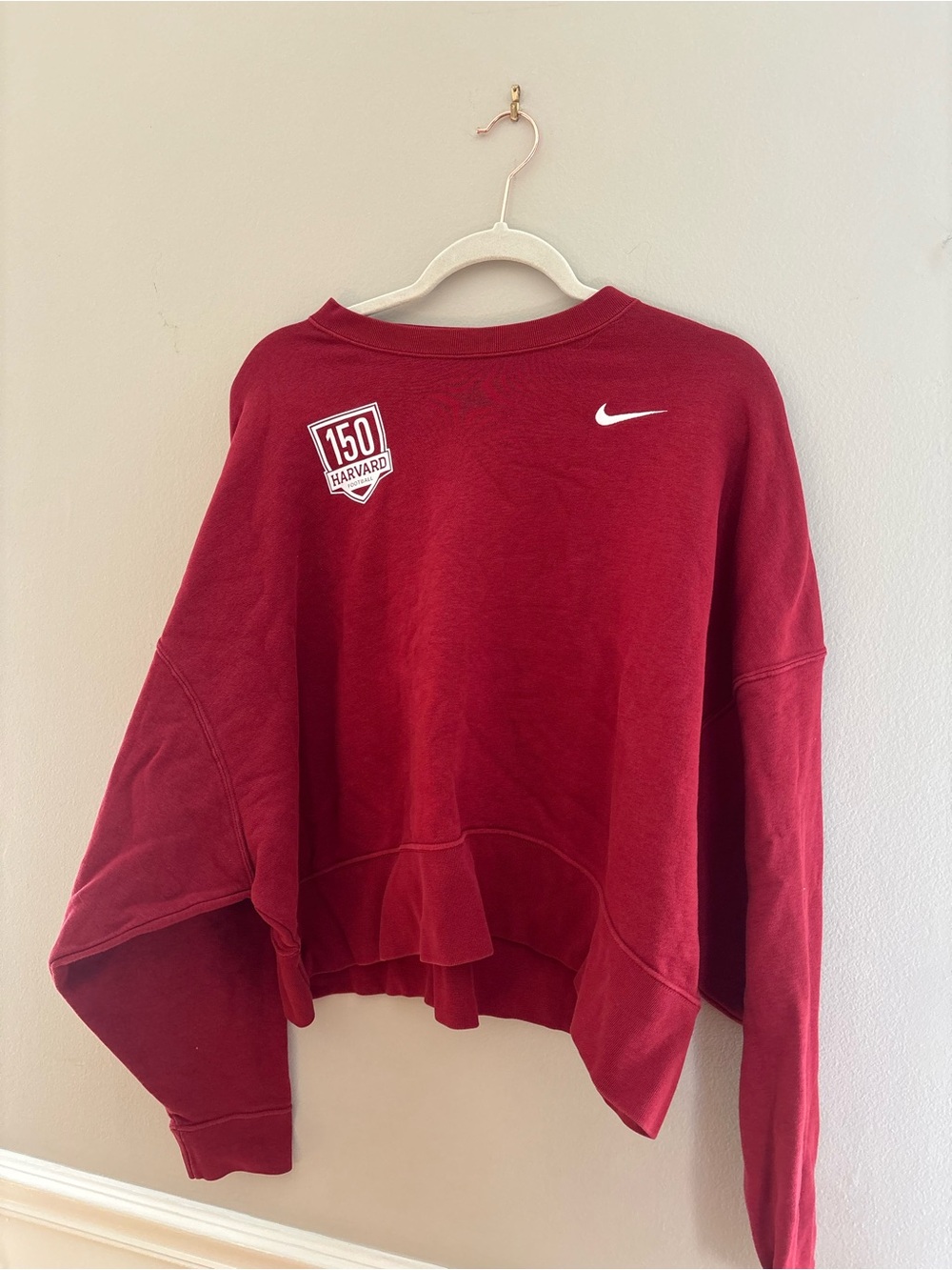 Nike Maroon Cropped Sweatshirt with White Swoosh